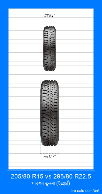 205/80 R15 vs 295/80 R22.5 ইঞ্চি গাড়ির টায়ার সামনের তুলনা