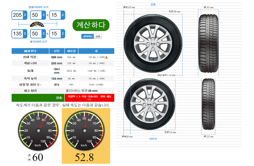 온라인 타이어 계산기